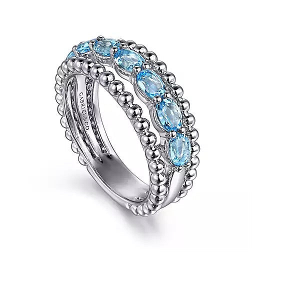 Ring - Sterling Silver Swiss Blue Topaz Bujukan Fashion Ring. Finger Size 6.5