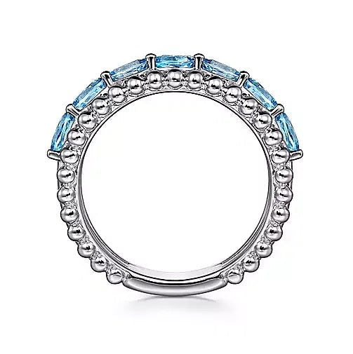 Ring - Sterling Silver Swiss Blue Topaz Bujukan Fashion Ring. Finger Size 6.5