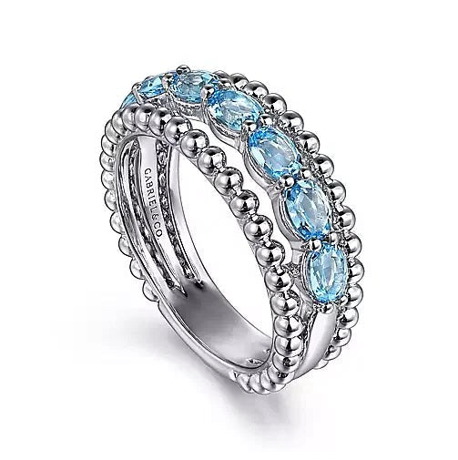 Ring - Sterling Silver Swiss Blue Topaz Bujukan Fashion Ring. Finger Size 6.5
