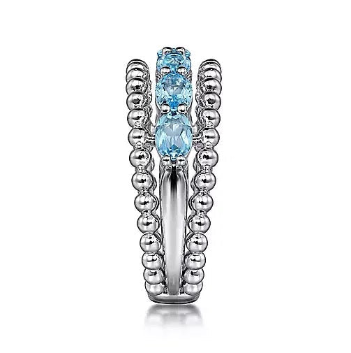 Ring - Sterling Silver Swiss Blue Topaz Bujukan Fashion Ring. Finger Size 6.5
