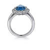 Ring - Sterling Silver Swiss Blue Topaz Bujukan Pear Shape Fashion Ring. Finger Size 6.5