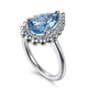 Ring - Sterling Silver Swiss Blue Topaz Bujukan Pear Shape Fashion Ring. Finger Size 6.5