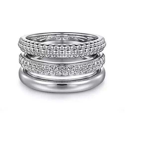 Ring - Sterling Silver White Sapphire Bujukan Multi Row Fashion Ring. Finger Size 6.5