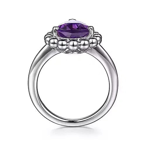 Ring - Sterling Sliver Bujukan Amethyst Chevron Fashion Ring. Finger Size 6.5