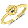 RINGS - 10K Yellow Gold 0.01cttw Diamond Bee Honeycomb Fashion Ring