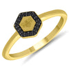 RINGS - 10K Yellow Gold 0.05cttw Black Diamond Honeycomb Fashion Ring With Bee In Center