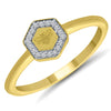 RINGS - 10K Yellow Gold 0.05cttw Diamond Honeycomb Fashion Ring With Bee In Center.