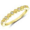 RINGS - 10K Yellow Gold 0.10cttw Diamond Alternating Honeycomb Style Band