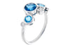 RINGS - 14K White Gold 1.45cttw Blue Topaz, London, Swiss And Diamond Bezel Set Bubble Ring