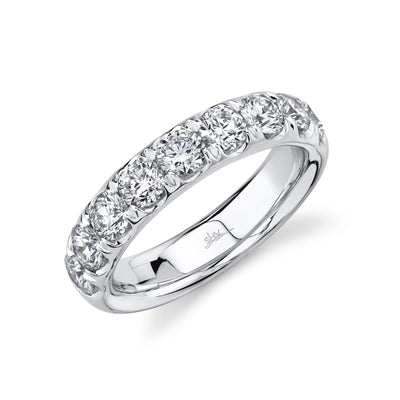 Rings - 14K White Gold 1.90cttw 9 Stone Round Diamond Wedding Band