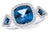 14K White Gold 3-Stone London Blue Topaz and Diamond Statement Ring