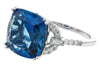RINGS - 14K White Gold Cushion Cut London Blue Topaz And Diamond Fashion Ring