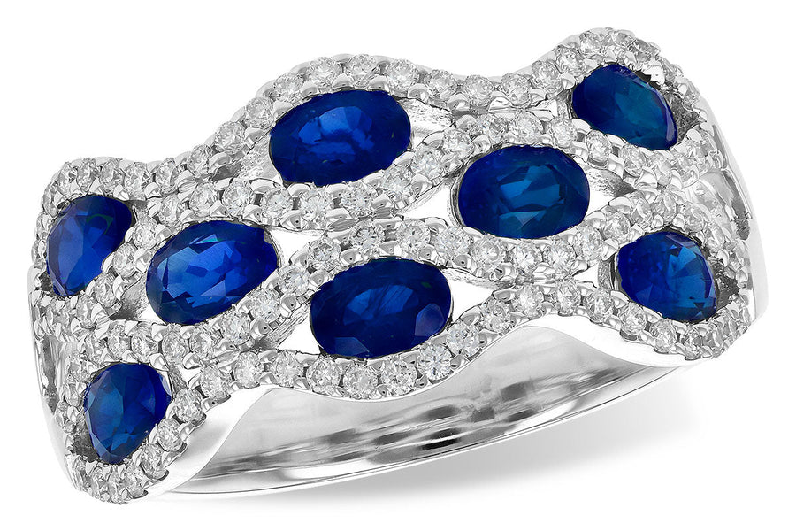 RINGS - 14K White Gold Sapphire And Diamond Fashion Ring
