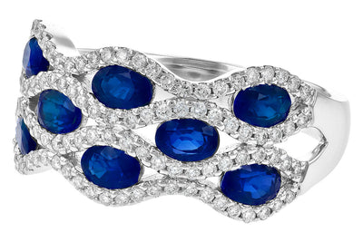 RINGS - 14K White Gold Sapphire And Diamond Fashion Ring