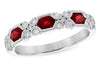 RINGS - 14K White Gold Vintage Style Ruby And Diamond Band