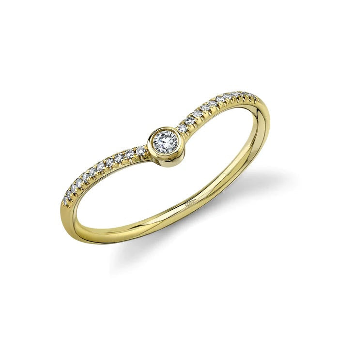 Rings - 14K Yellow Gold 0.09cttw Diamond Contour Wedding Band