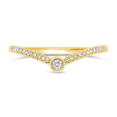 Rings - 14K Yellow Gold 0.09cttw Diamond Contour Wedding Band