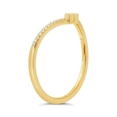 Rings - 14K Yellow Gold 0.09cttw Diamond Contour Wedding Band