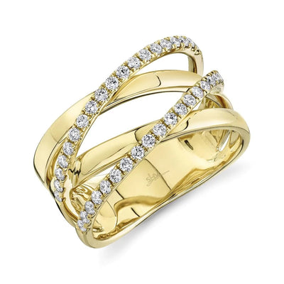 Rings - 14K Yellow Gold 0.41cttw Diamond Crossover Bridge Fashion Ring