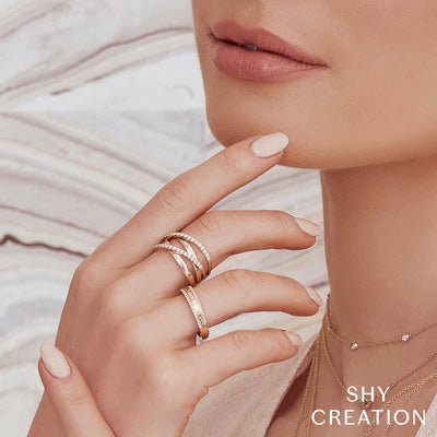Rings - 14K Yellow Gold 0.41cttw Diamond Crossover Bridge Fashion Ring