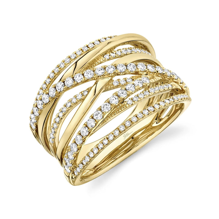 Rings - 14K Yellow Gold 0.62cttw Diamond Crossover Bridge Fashion Ring