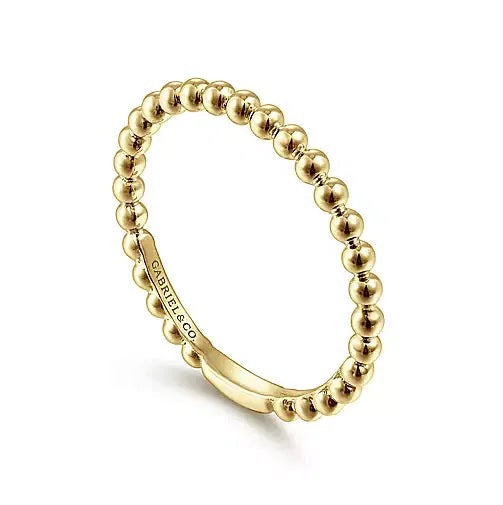 RINGS - 14K Yellow Gold Bujukan Beaded Ball Stackable Fashion Ring