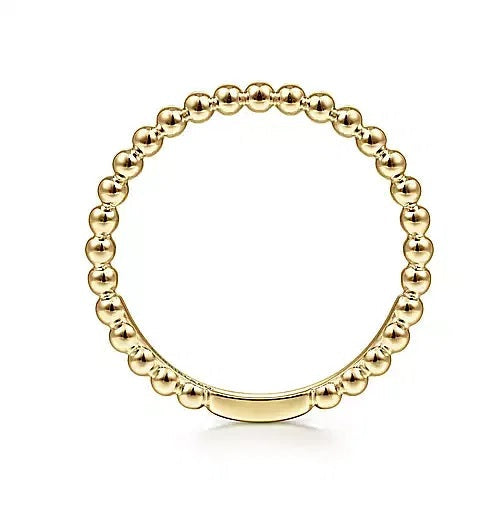 RINGS - 14K Yellow Gold Bujukan Beaded Ball Stackable Fashion Ring