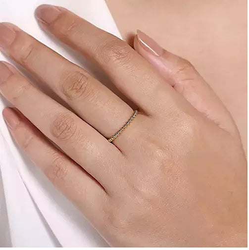 RINGS - 14K Yellow Gold Bujukan Beaded Ball Stackable Fashion Ring