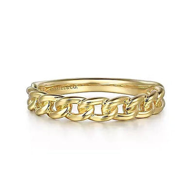 RINGS - 14K Yellow Gold Cuban Link Stackable Fashion Ring
