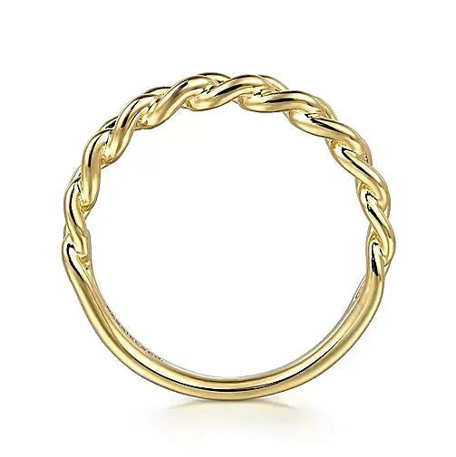 RINGS - 14K Yellow Gold Cuban Link Stackable Fashion Ring