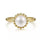 14K Yellow Gold Fresh Water Pearl with Bujukan Beaded Halo Fashion Ring