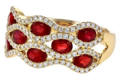 RINGS - 14K Yellow Gold Ruby And Diamond Fashion Ring