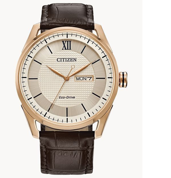 Watches - Citizen Classic Mens Eco-drive Watch With Brown Embossed Leather Strap With Buckle Closure