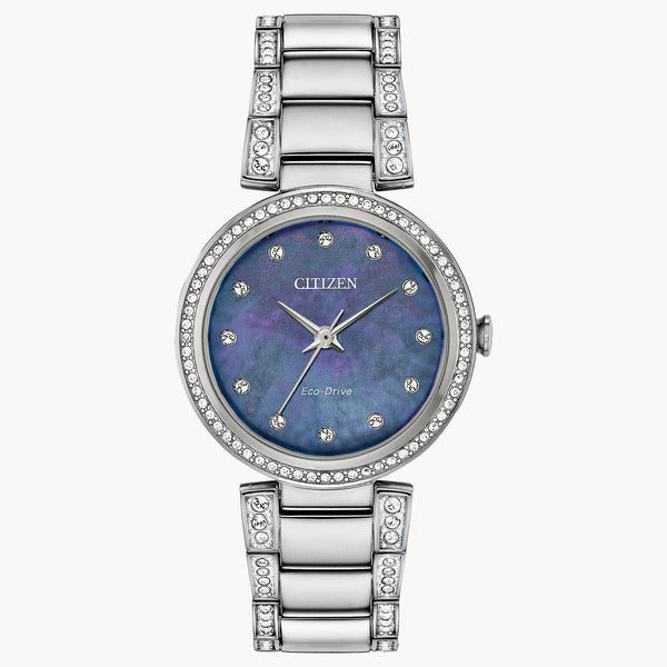 Brand New Ladies Citizen Eco-Drive Solar powered Silhouette Crystal MOP Dial W185- Ladies Citizen Eco-Drive MOP Dial Swarovski Crystal  main image 4