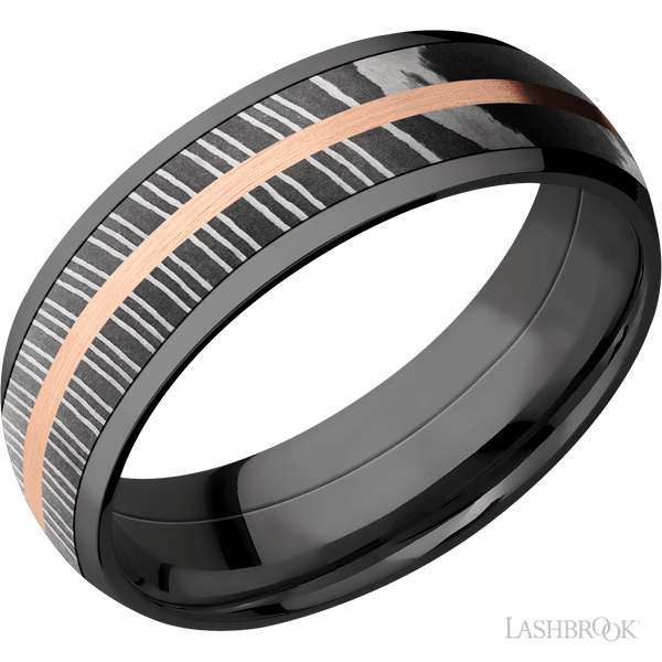 Black Zirconium Wedding Band with Damascus Steel Steel – Mullen