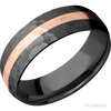 WEDDING - Black Zirconium Hammered Band 14K Rose Gold Inlay 7mm