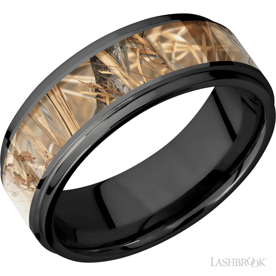 WEDDING - Black Zirconium Kingsfield Camouflage Wedding Band 8mm