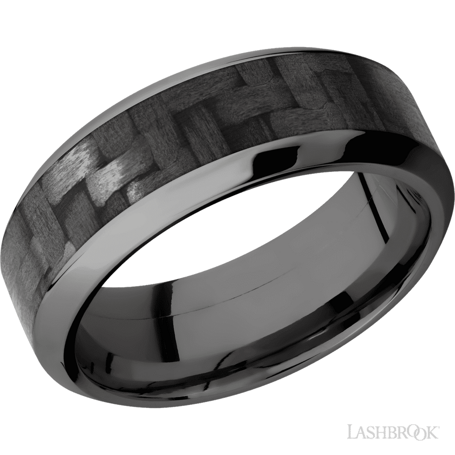 WEDDING - Carbon Fiber Wedding Band Black Zirconium 8mm Wide