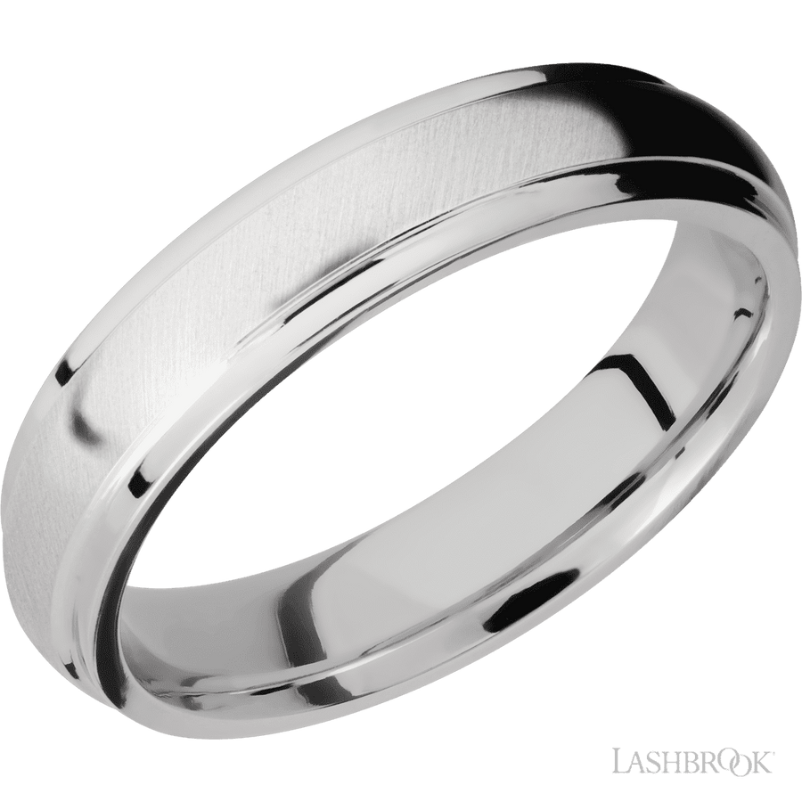 WEDDING - Grooved Edges Domed Wedding Band Cobalt Chrome 5mm