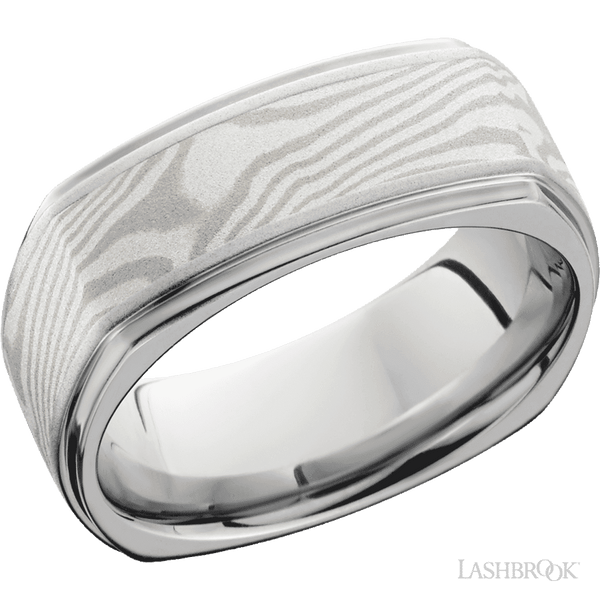 Mokume Palladium Squared Wedding Band Cobalt Chrome 8.5mm