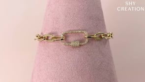 14K Yellow Gold 0.23cttw Diamond Carabinar Paper Clip Link Bracelet