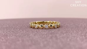 14K Yellow Gold 0.12cttw Round Alternating Bezel Set Diamond Fashion Ring