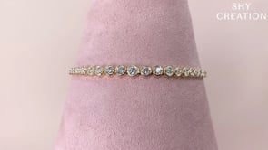 14K Yellow Gold 1.90cttw Graduated Diamond Bezel Set Bracelet