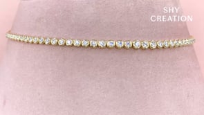 14K Yellow Gold 3.53cttw Graduated Diamond Bezel Set Tennis Necklace