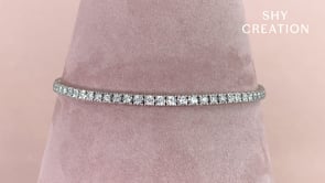 14K White Gold 1.00cttw Diamond Illusion Set Tennis Bracelet