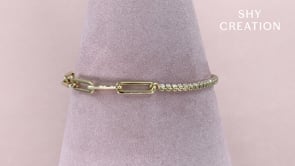 14K Yellow Gold 0.66cttw Diamond Paper Clip Style Bracelet