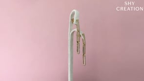 14K Yellow Gold 0.17cttw Diamond Paper Clip Link Earrings