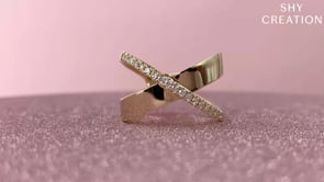 14K Yellow Gold 0.19cttw Diamond Crossover Fashion Ring