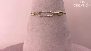 14K Yellow Gold 0.24cttw Diamond Paper Clip Bolo Bracelet