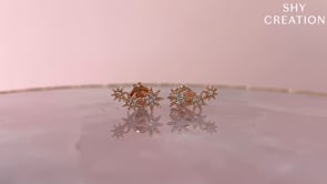 14K Yellow Gold 0.06cttw Diamond Star Earrings